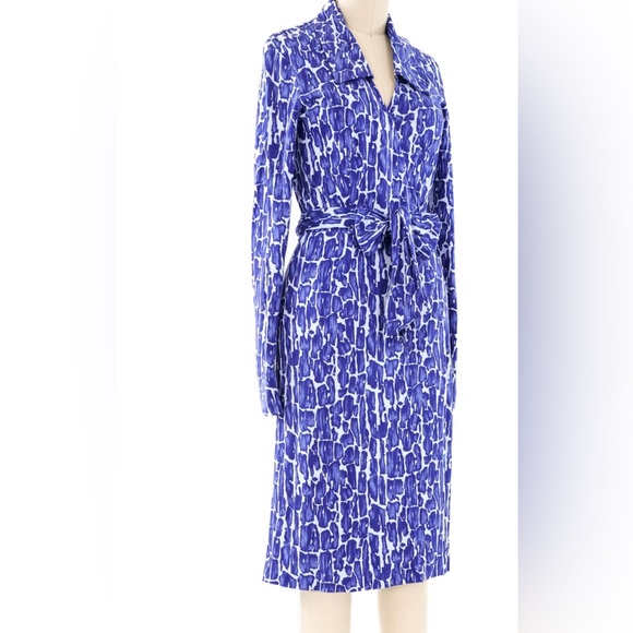 Diane Von furstenberg  90s  DVF silk Jersey Abstract wrap dres size 6 8 - Picture 2 of 6